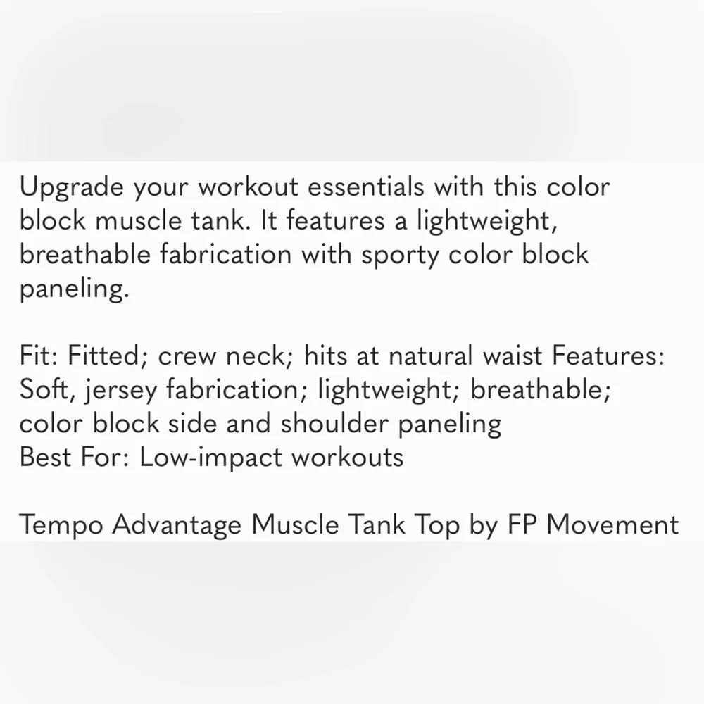 NWOT FP MOVEMENT BY FREE PEOPLE TEMPO ADAVNTAGE MUSCLE TANK SIZE L - Picture 9 of 11